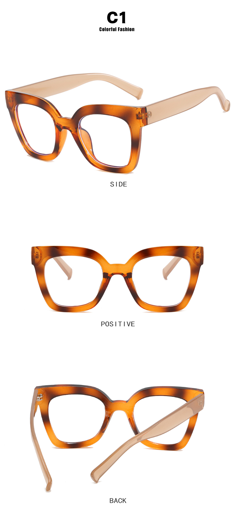 Streetwear Solid Color Ac Square Full Frame Optical Glasses display picture 7