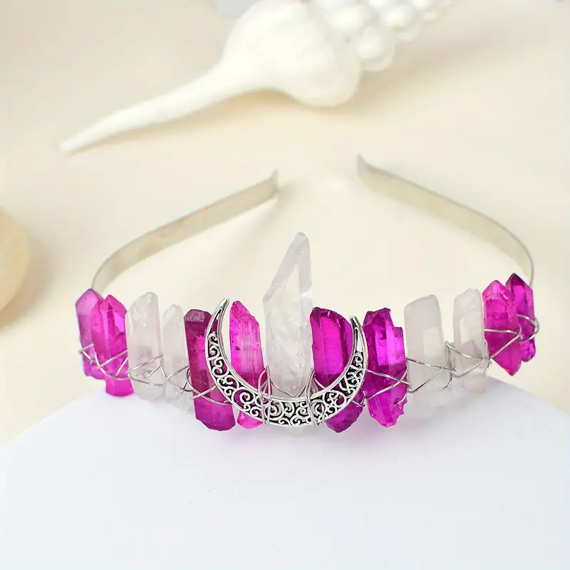 Women's Queen Wedding Bridal Solid Color Artificial Crystal Handmade Knitting Hair Band display picture 12