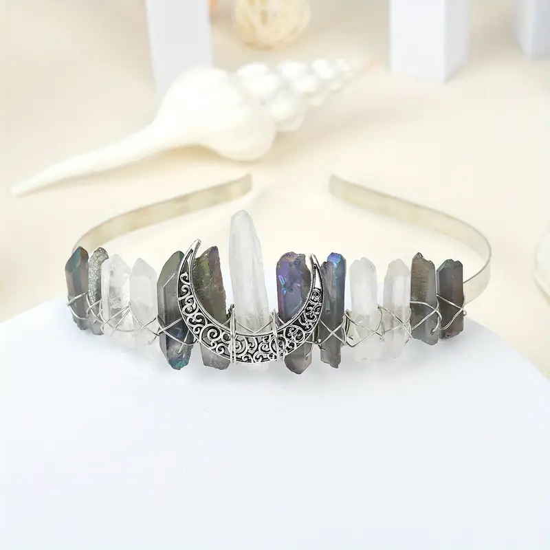 Women's Queen Wedding Bridal Solid Color Artificial Crystal Handmade Knitting Hair Band display picture 10