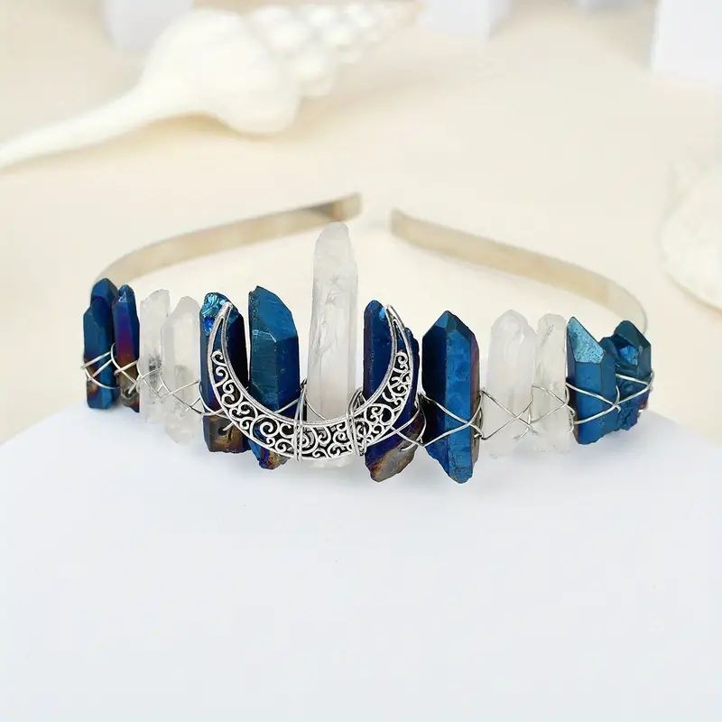 Women's Queen Wedding Bridal Solid Color Artificial Crystal Handmade Knitting Hair Band display picture 13