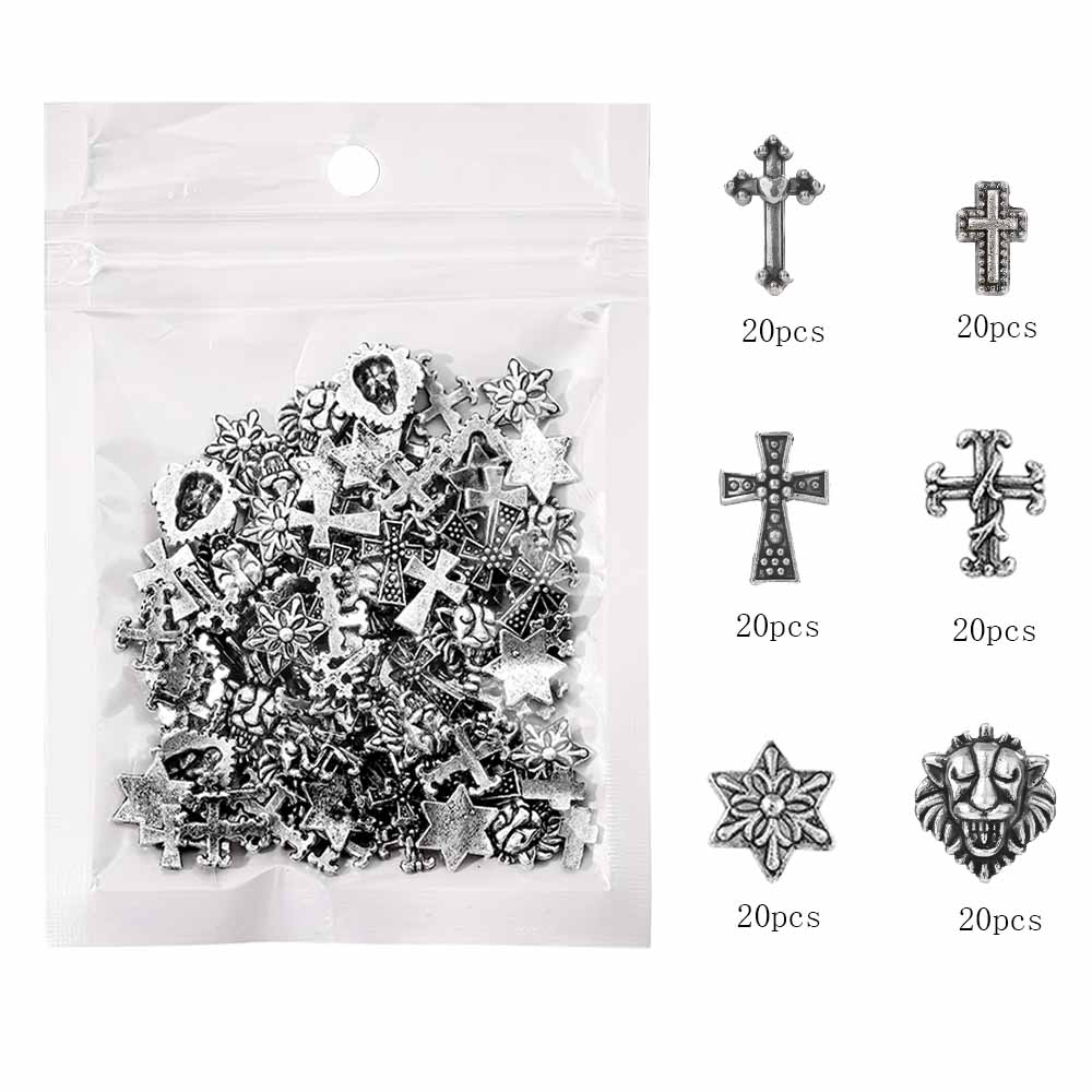 Gothic Retro Punk Pentagram Cross Zinc Alloy Nail Decoration Accessories 1 Set display picture 1