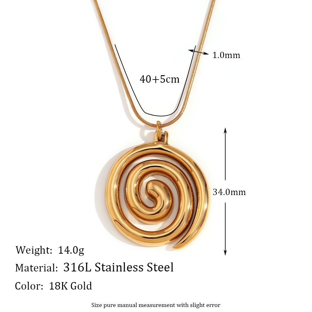 Ig Style Curve Solid Color Stainless Steel Plating 18k Gold Plated Pendant Necklace display picture 1