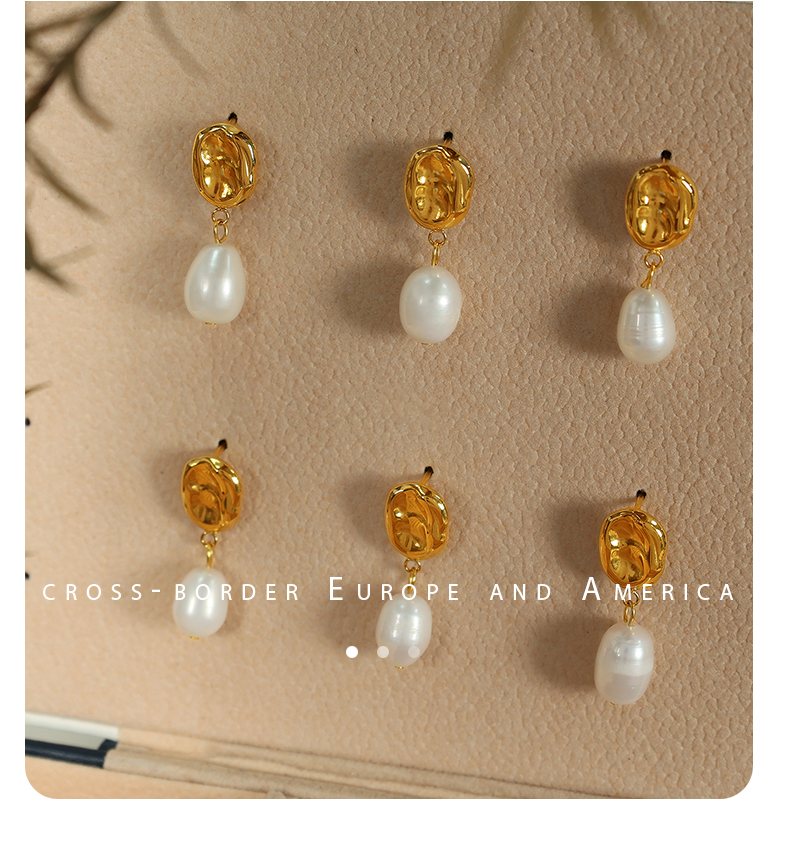 1 Pair Elegant Vintage Style Irregular Color Block Plating Inlay Titanium Steel Freshwater Pearl 18k Gold Plated Drop Earrings display picture 10