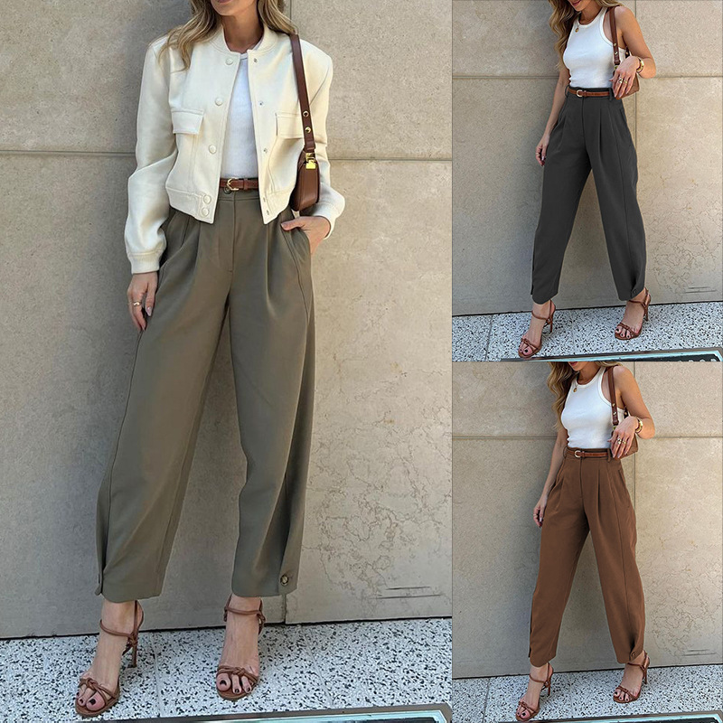 Women's Daily Casual Retro Solid Color Ankle-length Dress Pants display picture 1