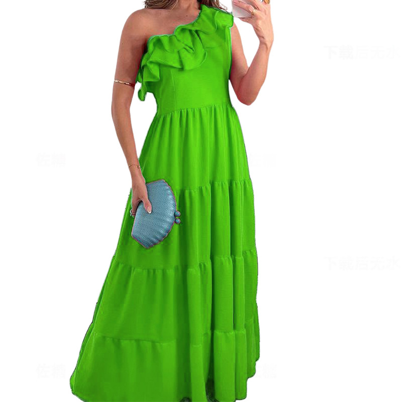 Women's Regular Dress Elegant Oblique Collar Sleeveless Solid Color Maxi Long Dress Party Street display picture 12
