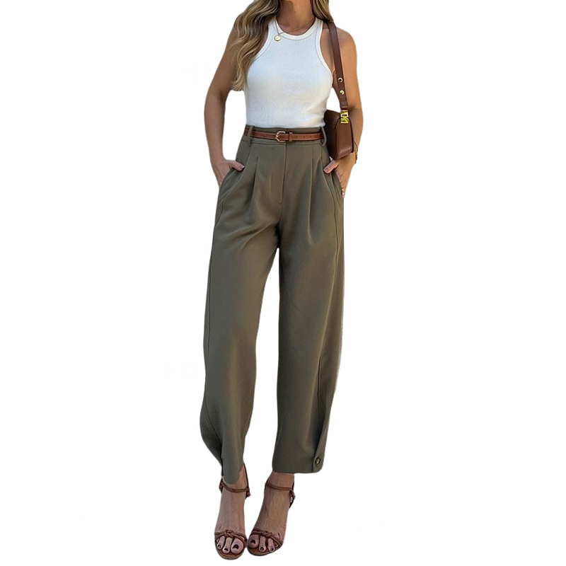 Women's Daily Casual Retro Solid Color Ankle-length Dress Pants display picture 13