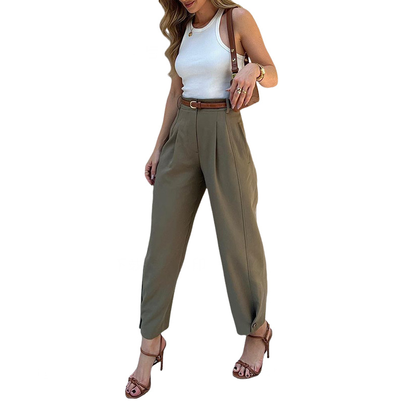 Women's Daily Casual Retro Solid Color Ankle-length Dress Pants display picture 14