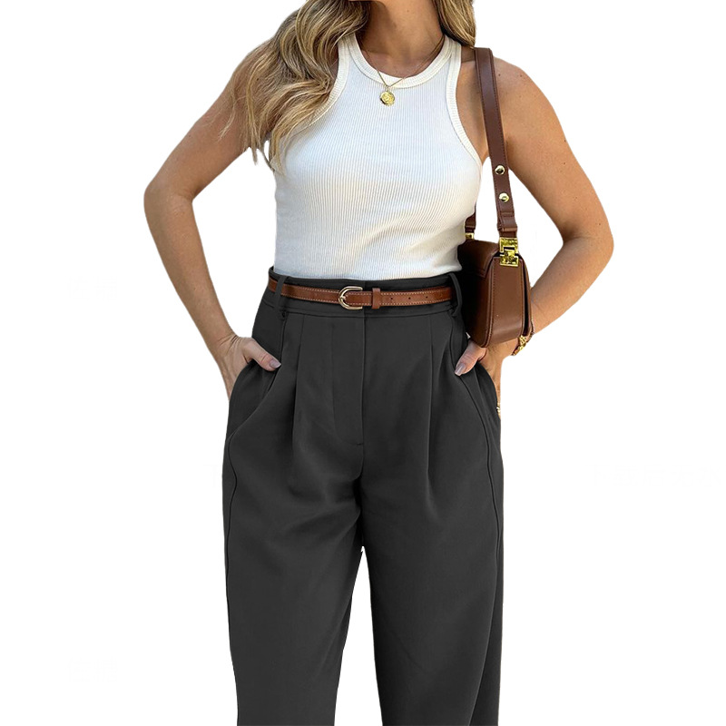 Women's Daily Casual Retro Solid Color Ankle-length Dress Pants display picture 19