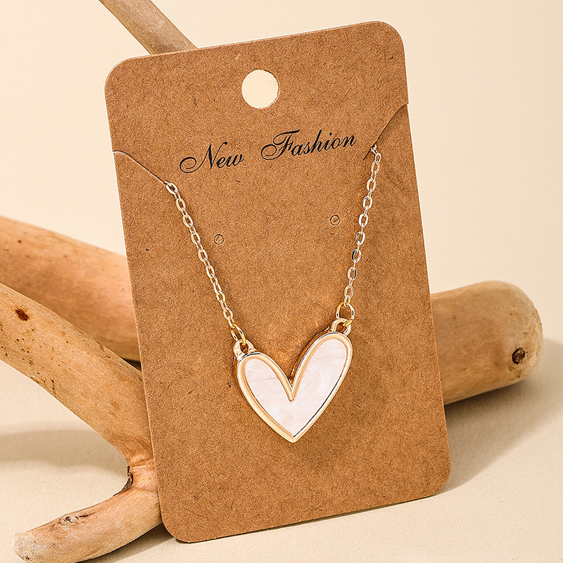 Ig Style Sweet Simple Style Heart Shape Alloy Plating Inlay Shell Women's Necklace display picture 4