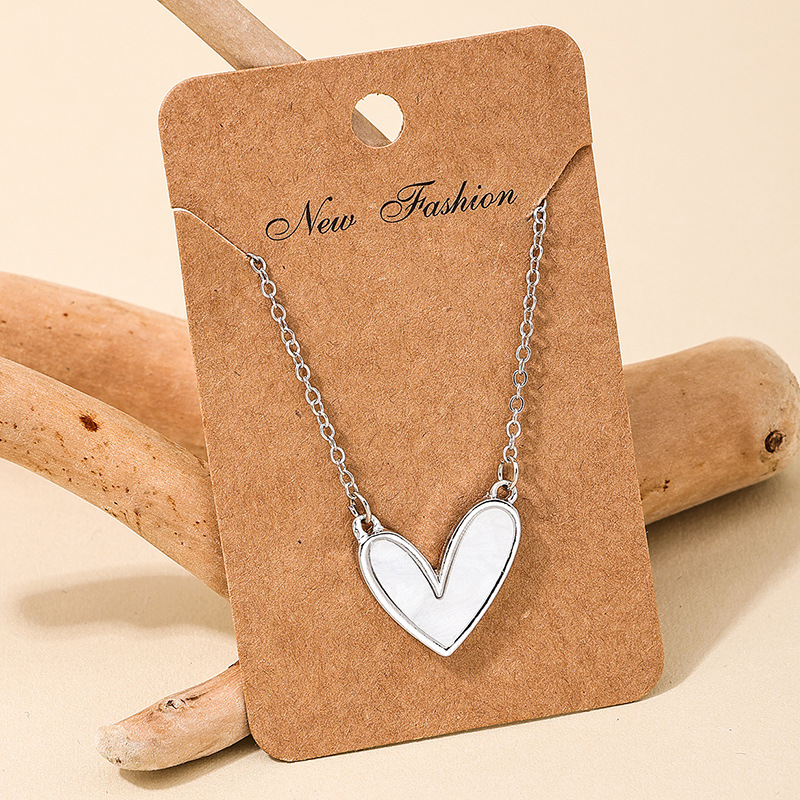 Ig Style Sweet Simple Style Heart Shape Alloy Plating Inlay Shell Women's Necklace display picture 5