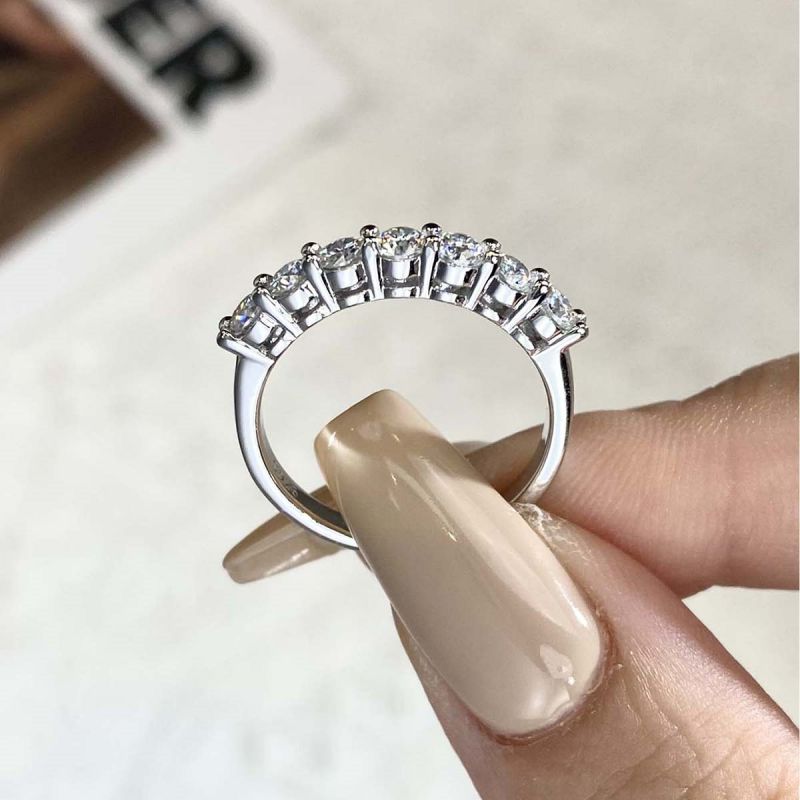 Casual Glam Round Sterling Silver Gra Inlay Moissanite Rings display picture 4