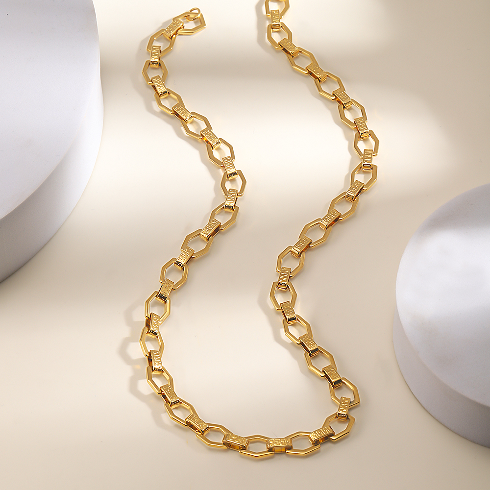 201 Edelstahl 18 Karat Vergoldet Einfacher Stil Geometrisch Halskette display picture 3