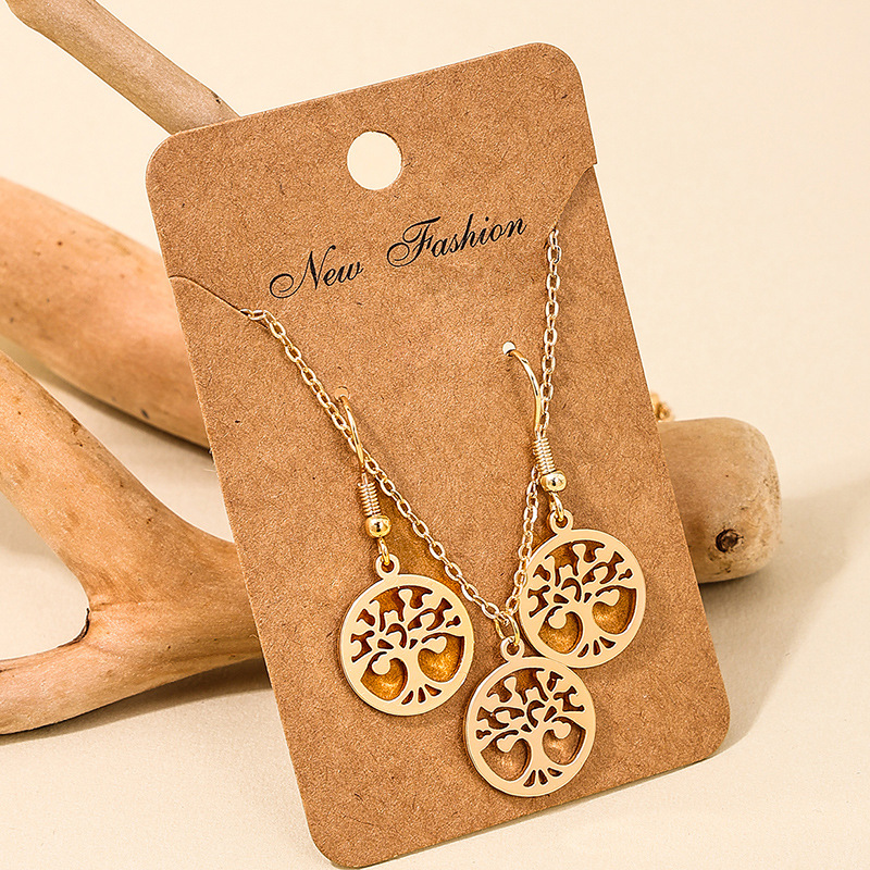 Simple Style Tree Alloy Plating Hollow Out Women's Earrings Necklace display picture 4