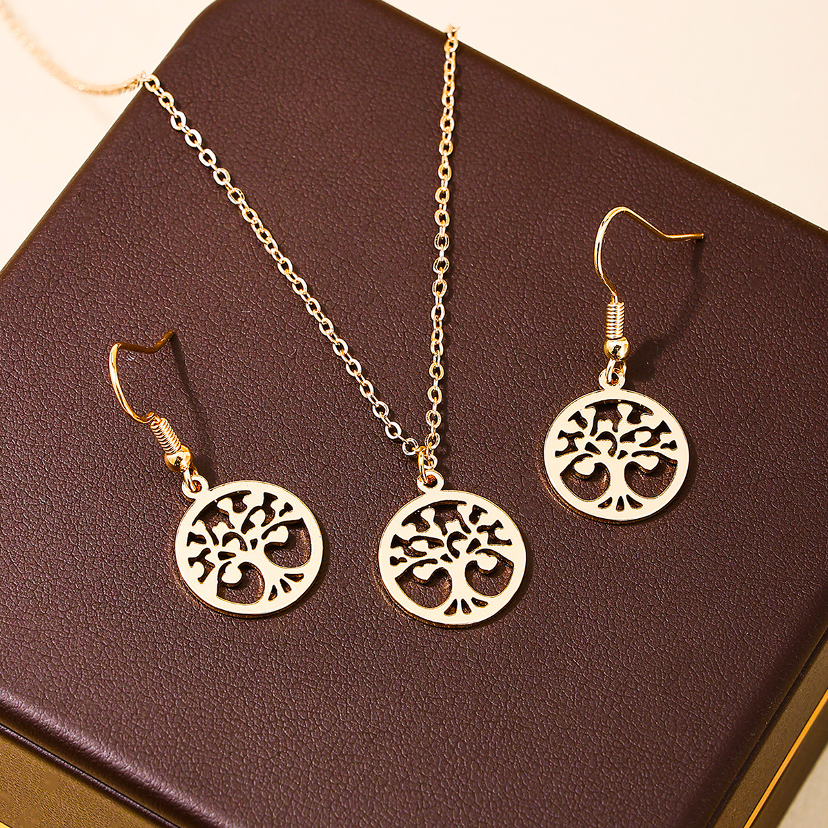 Simple Style Tree Alloy Plating Hollow Out Women's Earrings Necklace display picture 2