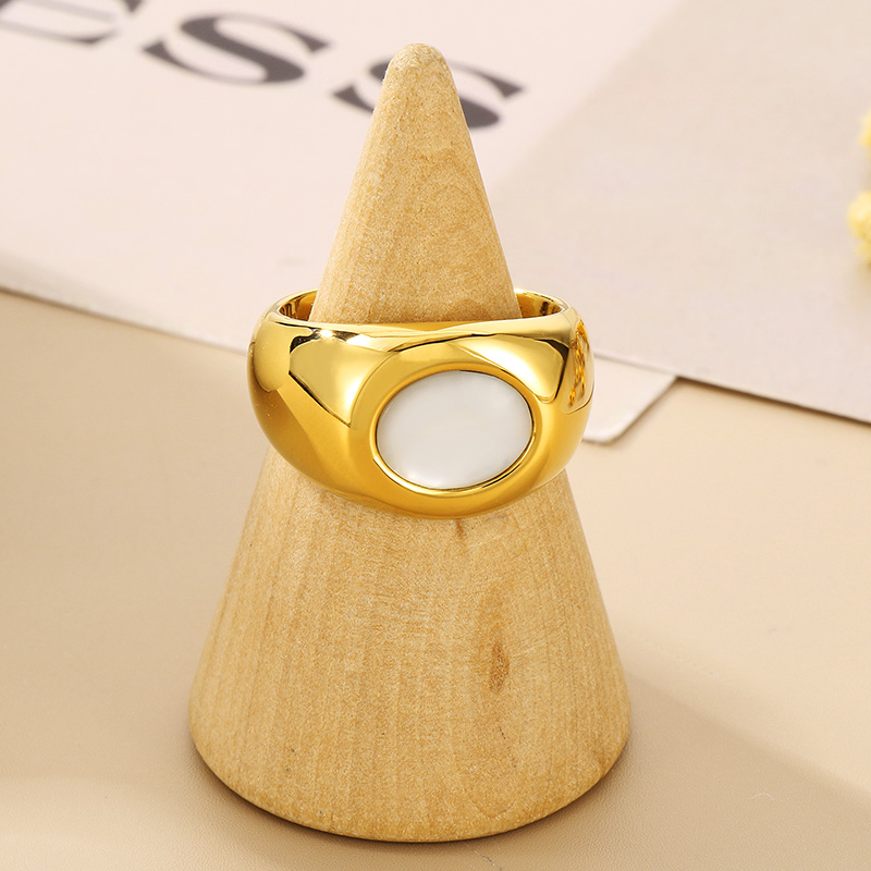 Stainless Steel 18K Gold Plated Simple Style Plating Inlay Oval Opal Jewelry Set display picture 9
