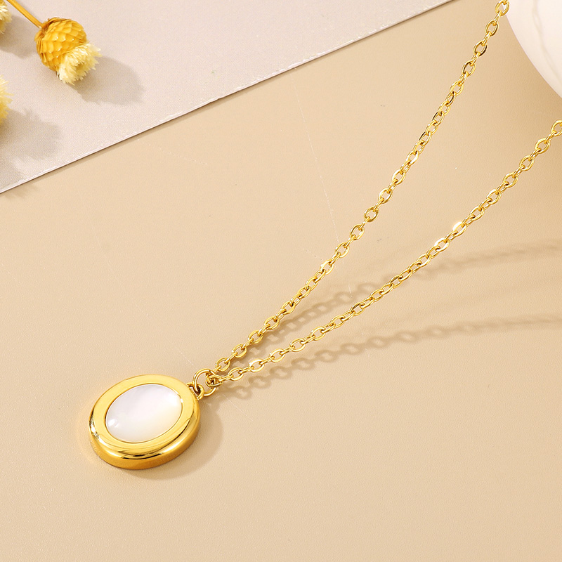 Stainless Steel 18K Gold Plated Simple Style Plating Inlay Oval Opal Jewelry Set display picture 14