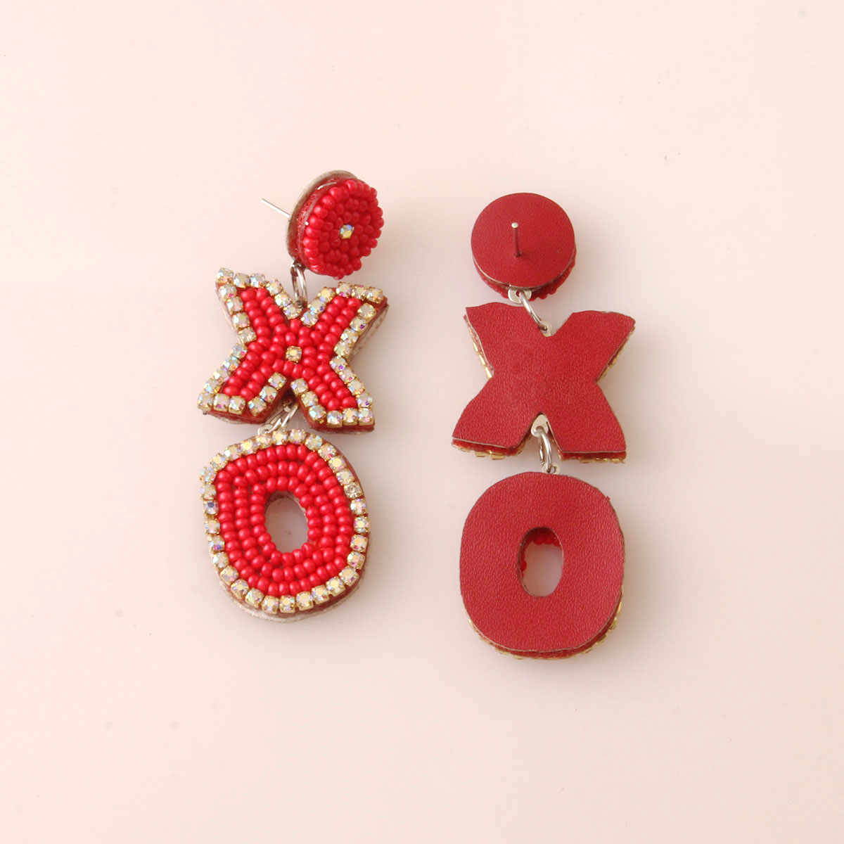 1 Pair Retro Letter Handmade Inlay Stainless Steel Cloth Glass Drop Earrings display picture 1