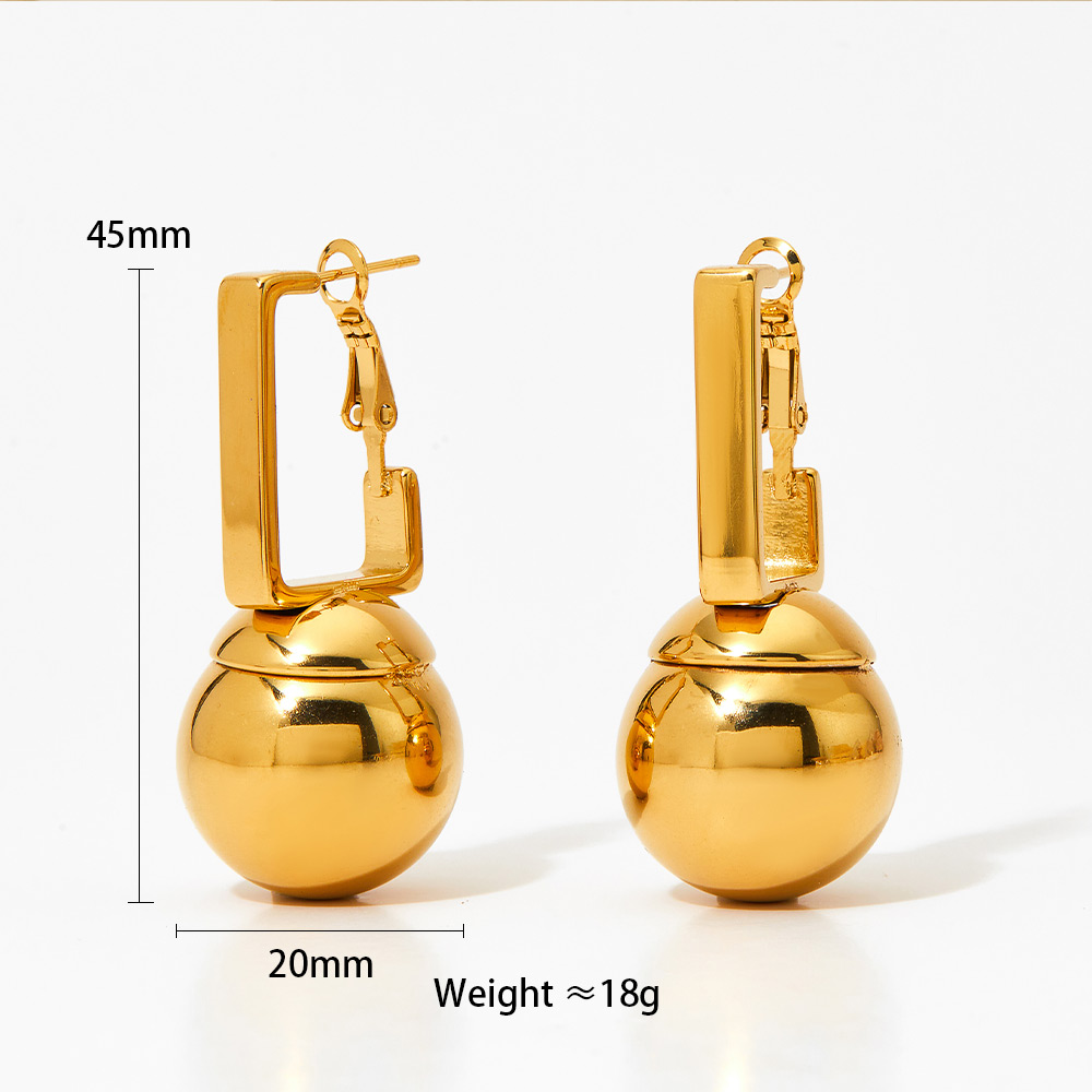 1 Pair Simple Style Ball Polishing Plating 304 Stainless Steel 16K Gold Plated White Gold Plated Gold Plated Drop Earrings display picture 1