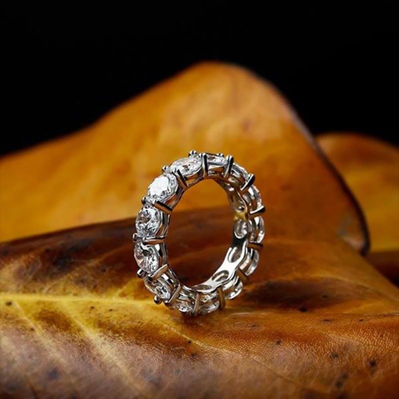 Elegant Glam Geometric Sterling Silver Gra Plating Inlay Moissanite Rings display picture 3