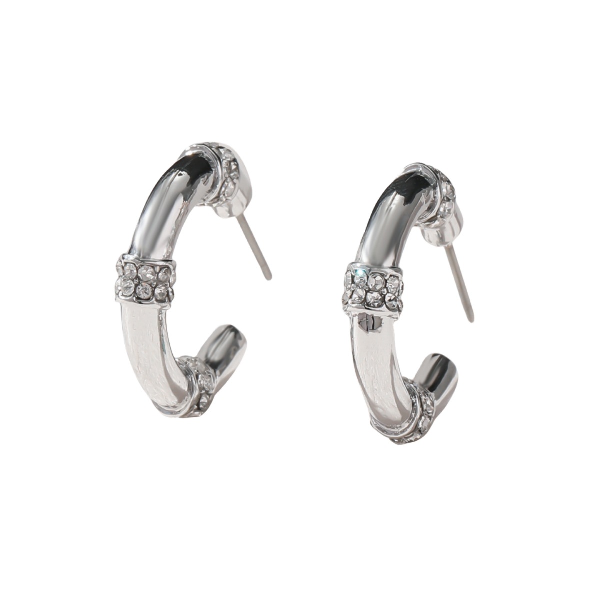 1 Pair Lady C Shape Inlay Alloy Zircon Ear Studs display picture 1