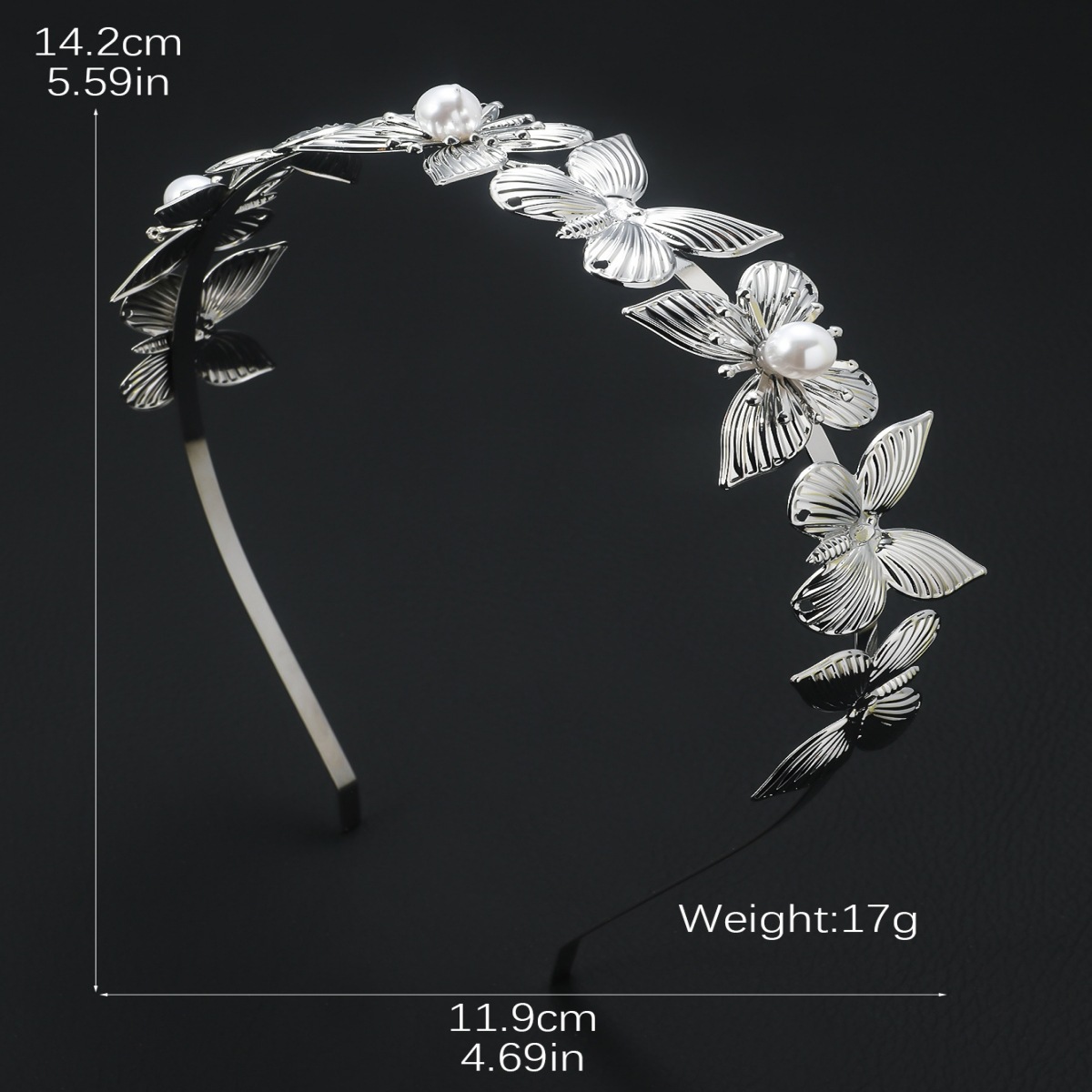 Women's Lady Butterfly Metal Inlay Artificial Pearls Hair Band display picture 2