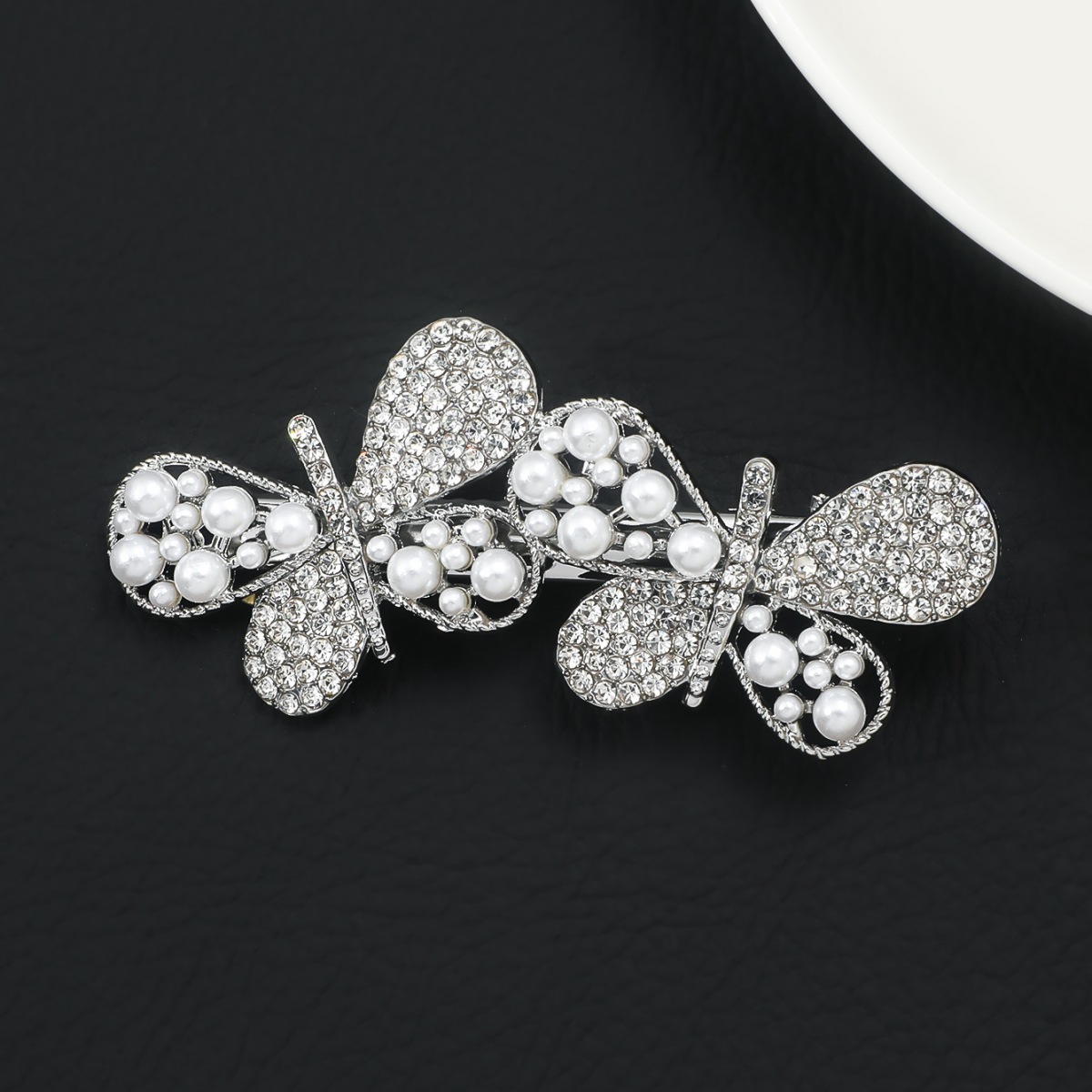 Mujeres Señora Mariposa Aleación Enchapado Embutido Perlas Artificiales Diamantes De Imitación Pinza Para El Cabello display picture 5