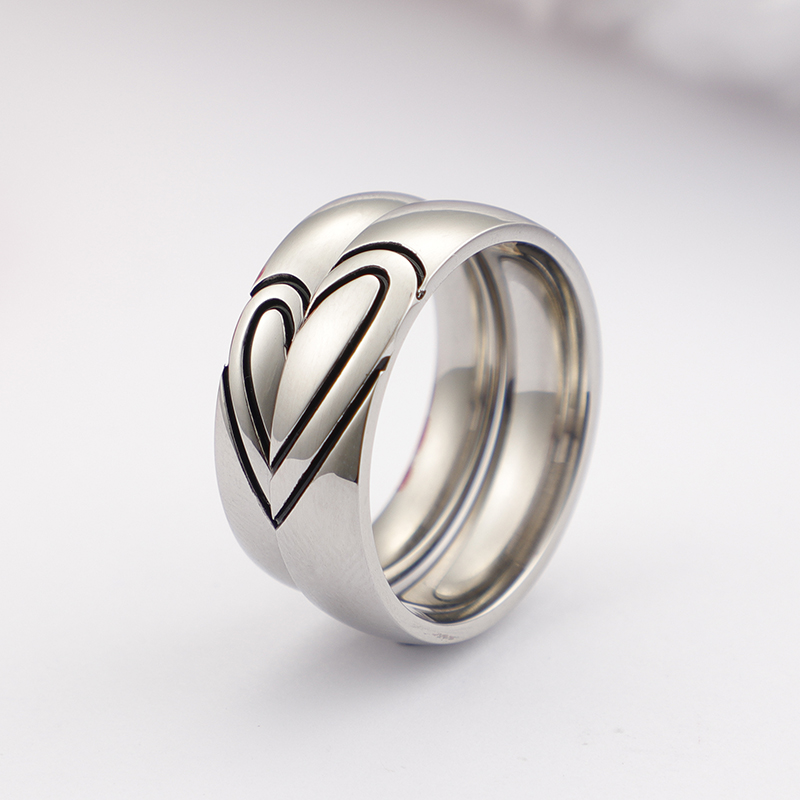 Einfacher Stil Herzform Titan Stahl Ringe display picture 1