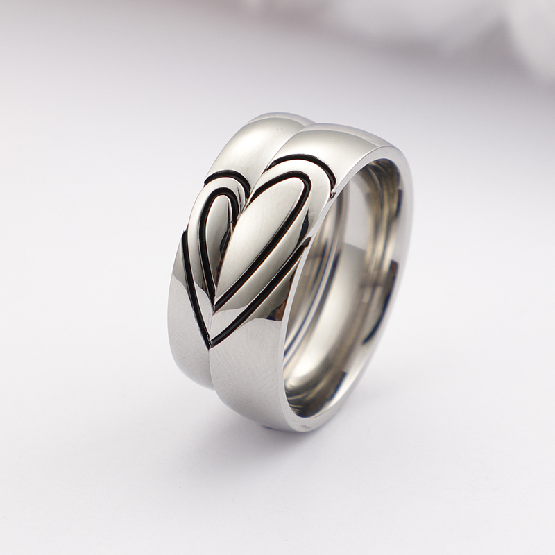 Einfacher Stil Herzform Titan Stahl Ringe display picture 12