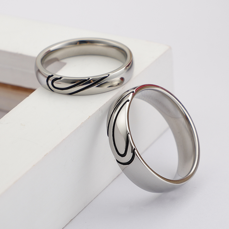 Einfacher Stil Herzform Titan Stahl Ringe display picture 9