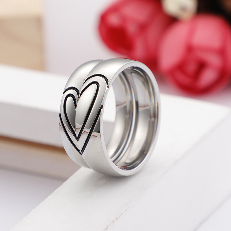 Einfacher Stil Herzform Titan Stahl Ringe display picture 2