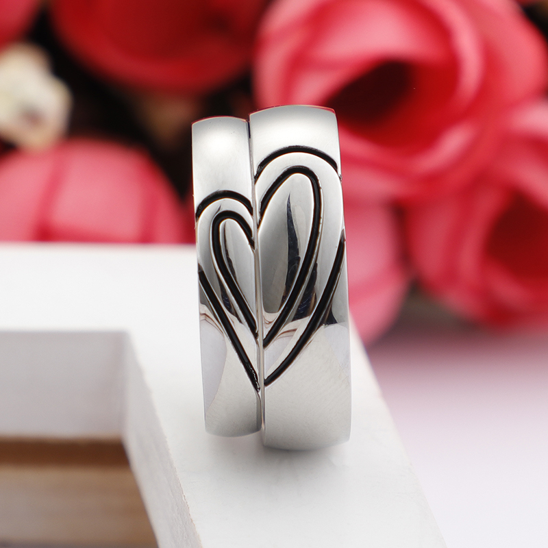 Einfacher Stil Herzform Titan Stahl Ringe display picture 3