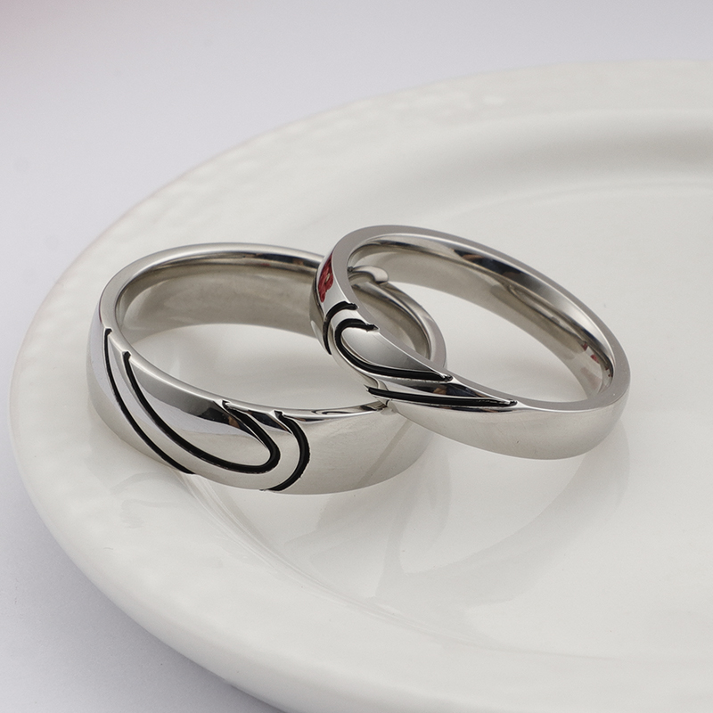 Einfacher Stil Herzform Titan Stahl Ringe display picture 11