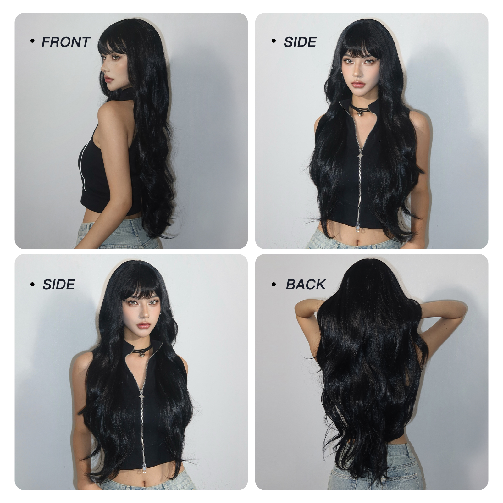 Women's Simple Style Black Casual Holiday Chemical Fiber Bangs Long Curly Hair Wig Net display picture 4