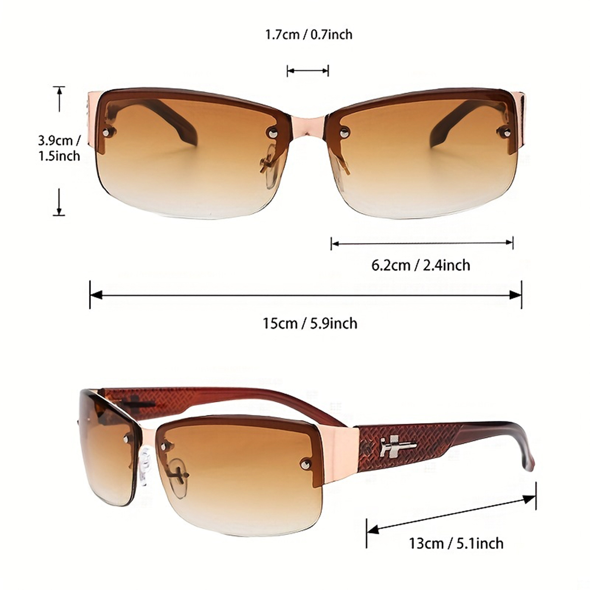 Cool Style Gradient Color Resin Square Half Frame Women's Sunglasses display picture 2