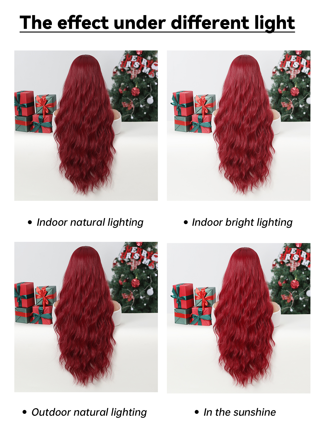 Women's Simple Style White Red Casual Chemical Fiber Bangs Long Curly Hair Wig Net display picture 12