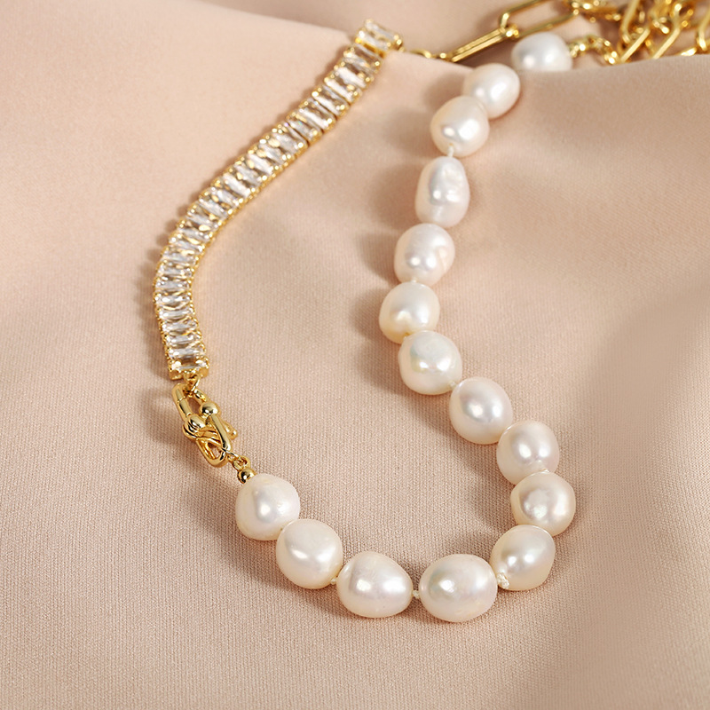 Elegant Luxurious Baroque Style Geometric Freshwater Pearl Brass Beaded Inlay Freshwater Pearl Zircon Women's Bracelets Earrings Necklace display picture 8