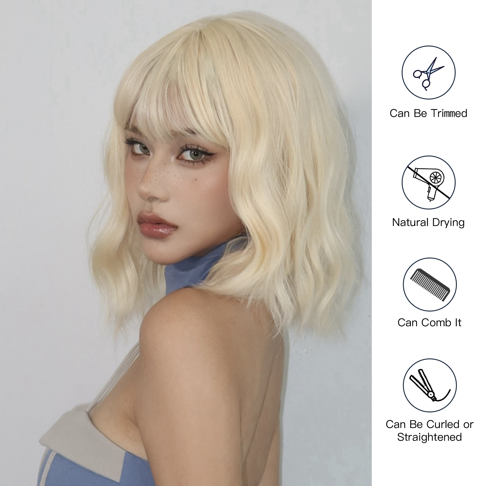 Women's Simple Style Gold Casual Chemical Fiber Bangs Short Curly Hair Wig Net display picture 2