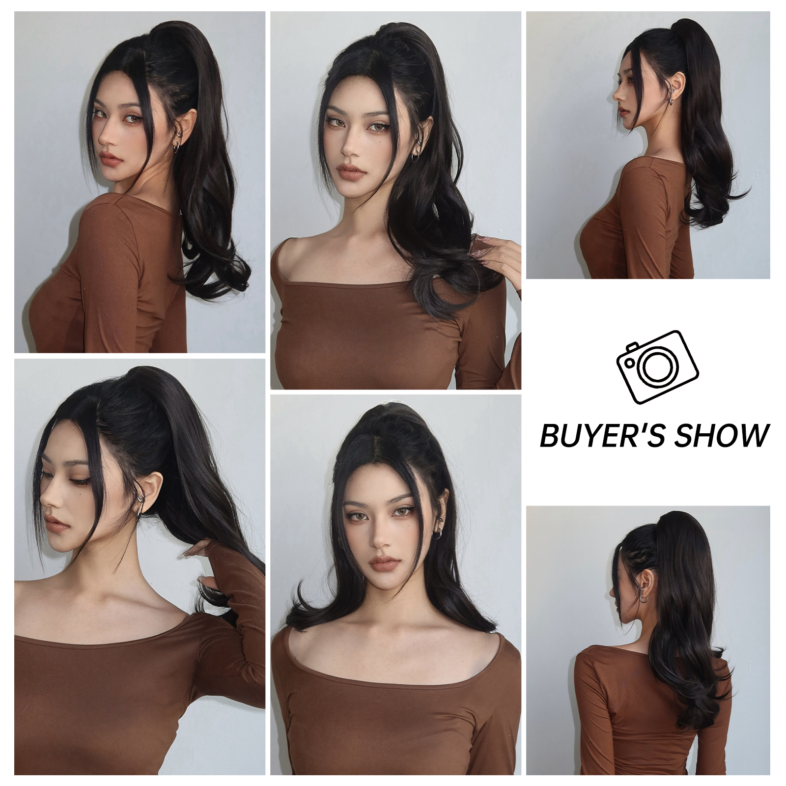 Women's Cute Sweet Black Casual Chemical Fiber Ponytail Wigs display picture 1