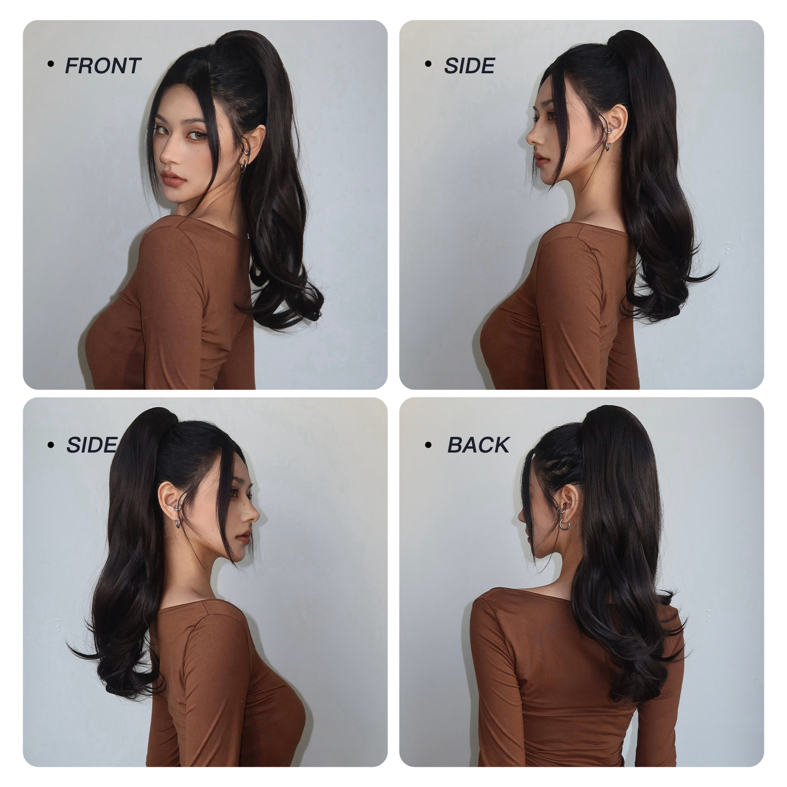 Women's Cute Sweet Black Casual Chemical Fiber Ponytail Wigs display picture 5