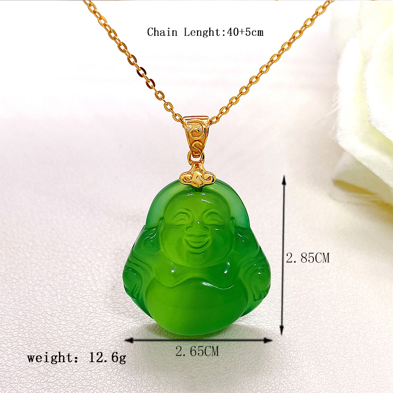 Chinoiserie Elegant Geometric Sterling Silver Plating Inlay Natural Chalcedony Pendant Necklace display picture 9