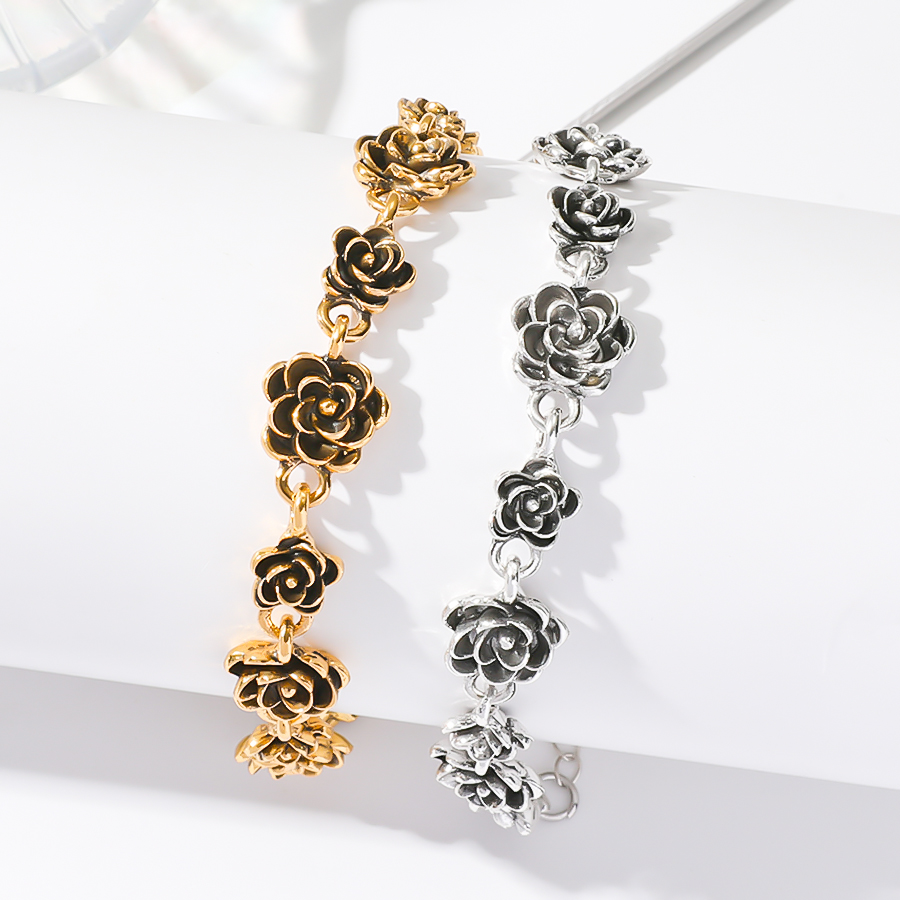 Rétro Fleur Alliage De Gros Bracelets display picture 1