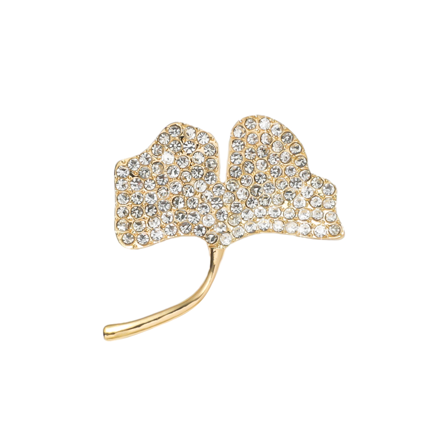 Elegant Glam Ginkgo Leaf Alloy Plating Inlay Artificial Rhinestones Women's Brooches display picture 5