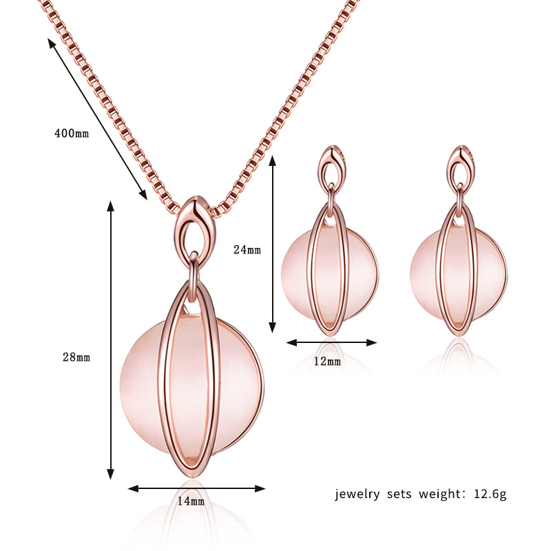 Einfacher Stil Geometrisch Legierung Überzug Inlay Opal Frau Ohrringe Halskette display picture 6
