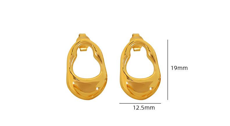 1 Pair Simple Style Commute Solid Color Irregular Plating Three-dimensional Titanium Steel 18k Gold Plated Ear Studs display picture 1