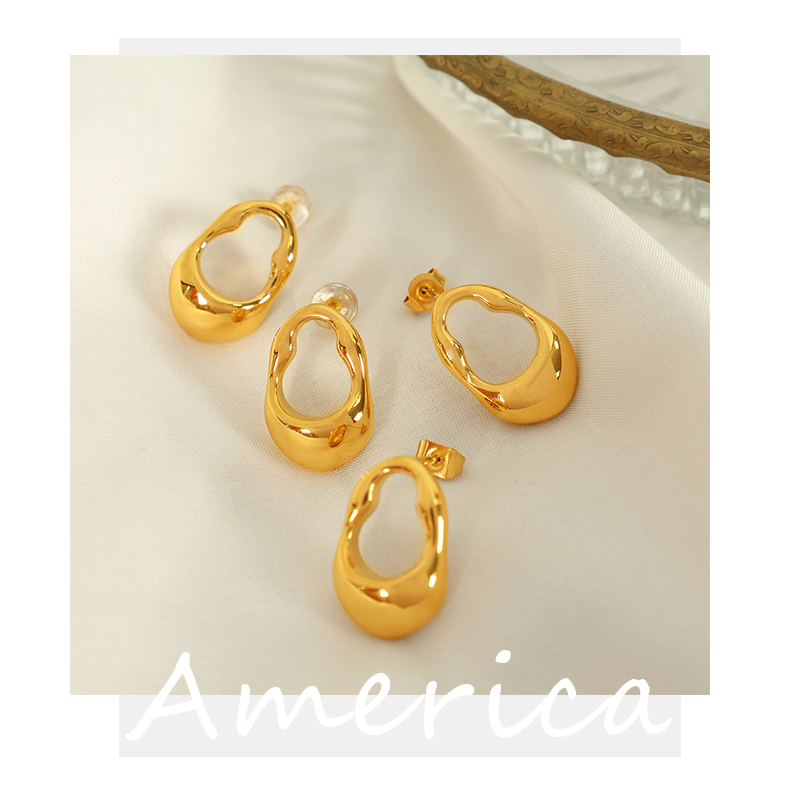 1 Pair Simple Style Commute Solid Color Irregular Plating Three-dimensional Titanium Steel 18k Gold Plated Ear Studs display picture 8