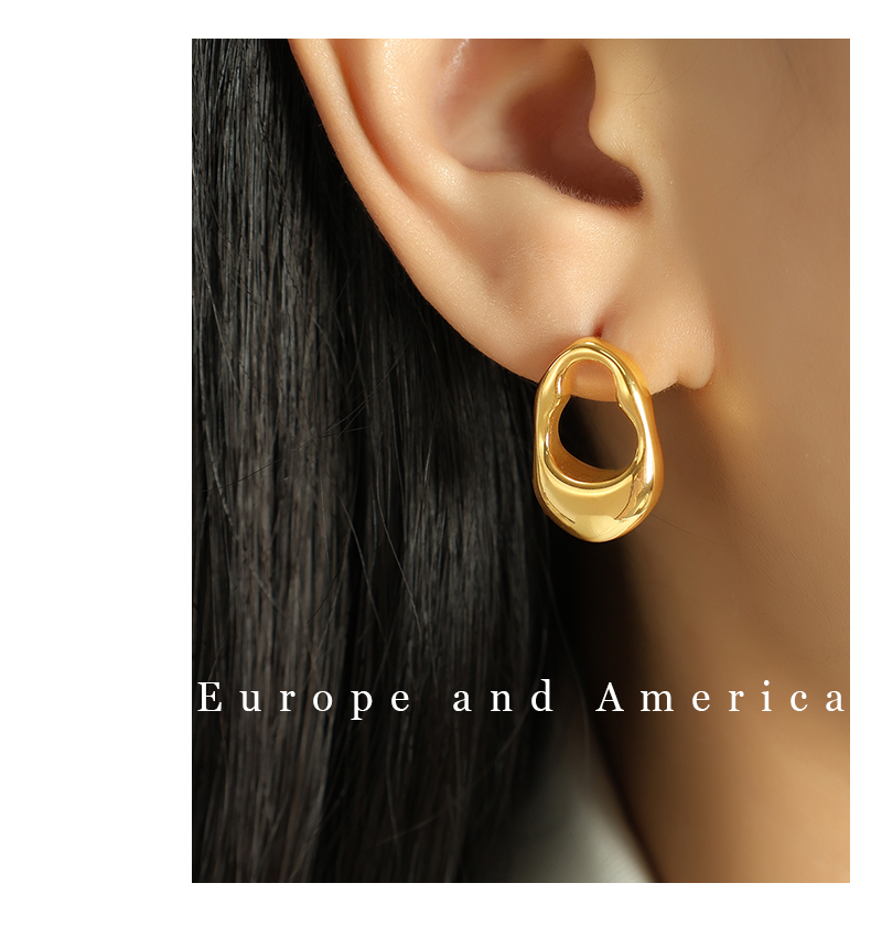 1 Pair Simple Style Commute Solid Color Irregular Plating Three-dimensional Titanium Steel 18k Gold Plated Ear Studs display picture 7