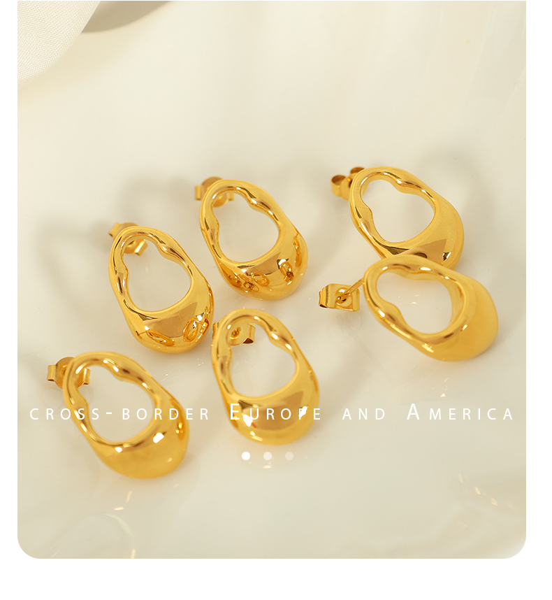 1 Pair Simple Style Commute Solid Color Irregular Plating Three-dimensional Titanium Steel 18k Gold Plated Ear Studs display picture 5