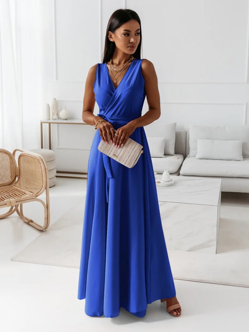 Women's Party Dress Elegant V Neck Sleeveless Solid Color Maxi Long Dress Daily display picture 5