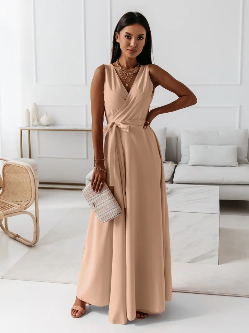 Women's Party Dress Elegant V Neck Sleeveless Solid Color Maxi Long Dress Daily display picture 10