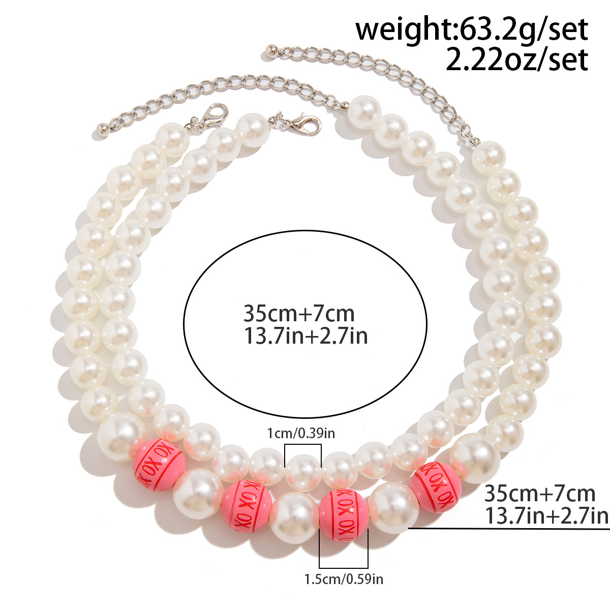 Sweet Color Block Imitation Pearl Wood Beaded Valentine's Day Women's Choker display picture 3